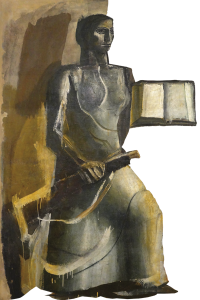 Figura femminile con libro e moschetto | Mario Sironi